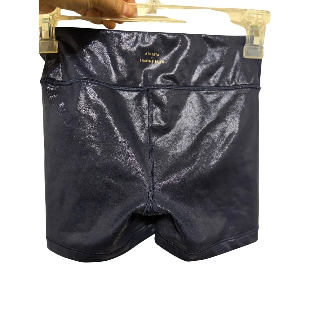 Athleta Girl Simone Biles ChitChat Shine Shorts NavyBlue Sparkle Metallic Medium